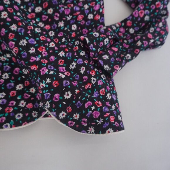 Vintage Leslie Faye Black w Pink Purple Floral Button Crop Blazer 18/ M - Picture 6 of 11